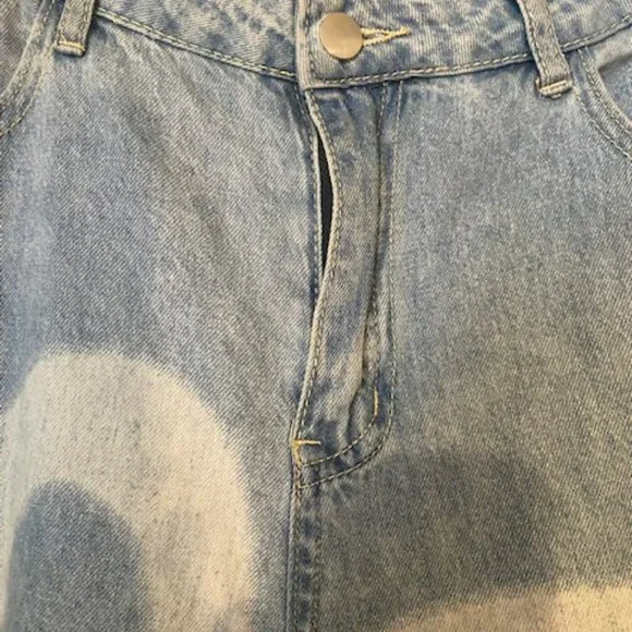 Shein Heart print Jeans size large wide leg - Picture 7 of 13